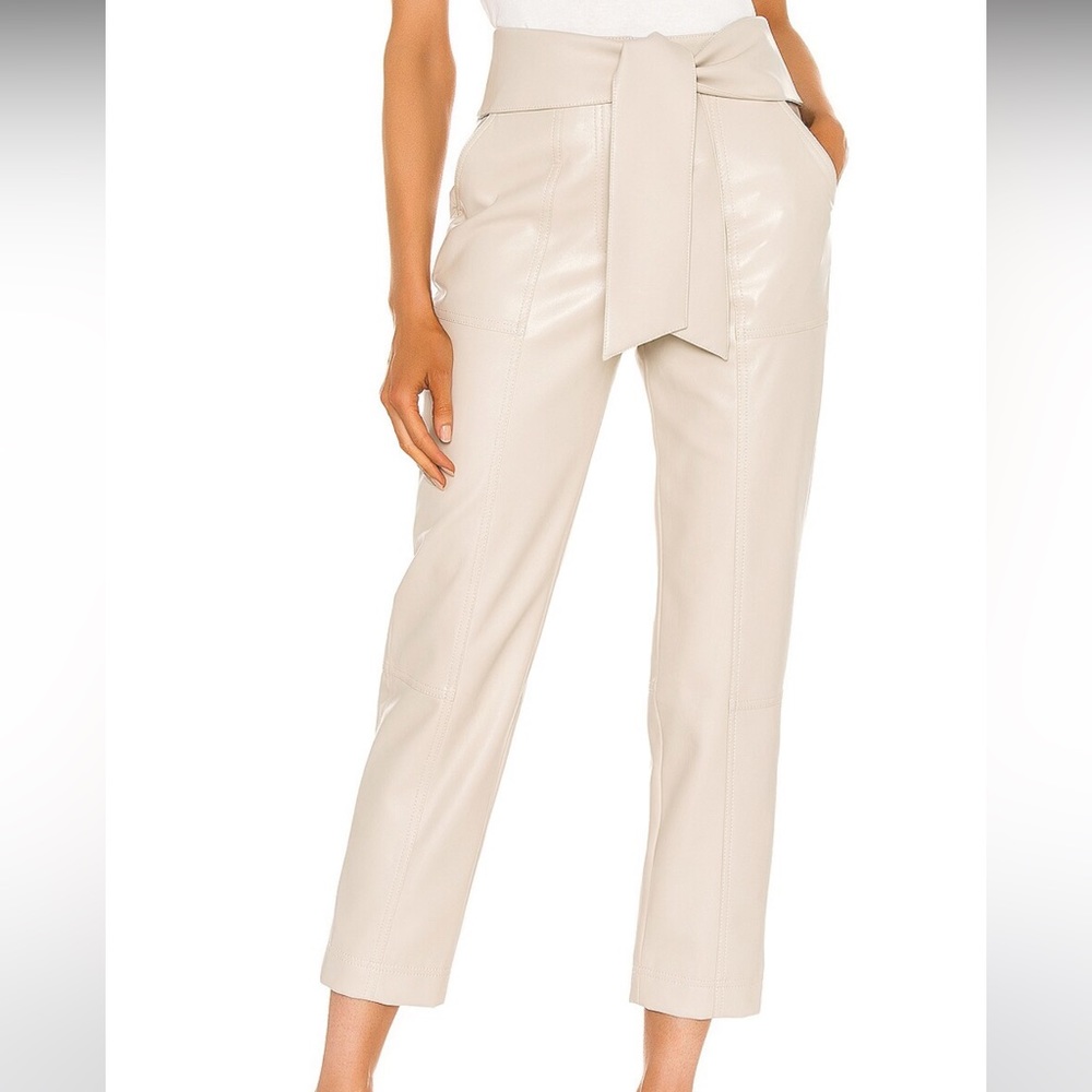 SIMKHAI Tessa Faux Leather Pant in Egret